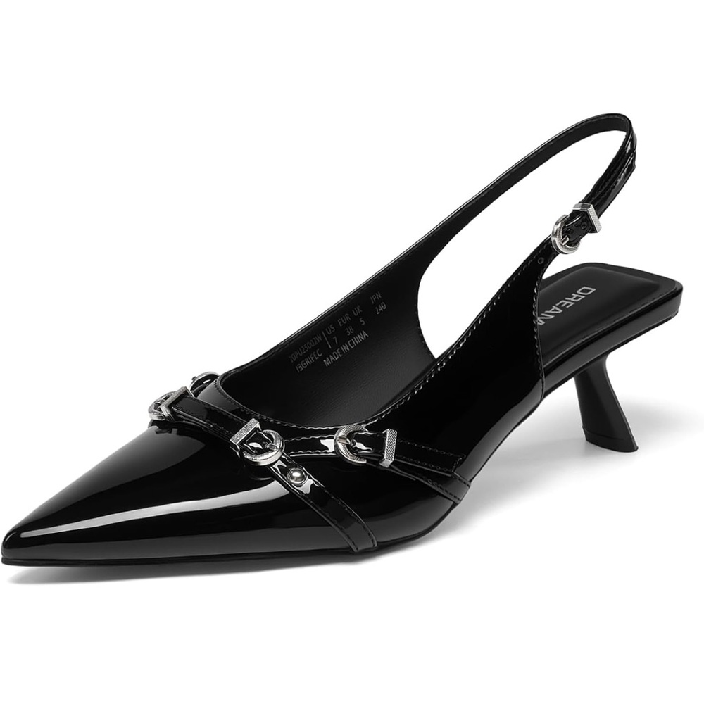 New in Box NIB Dream Pairs Women's Low Kitten Slingback Heels Closed Pointed Toe